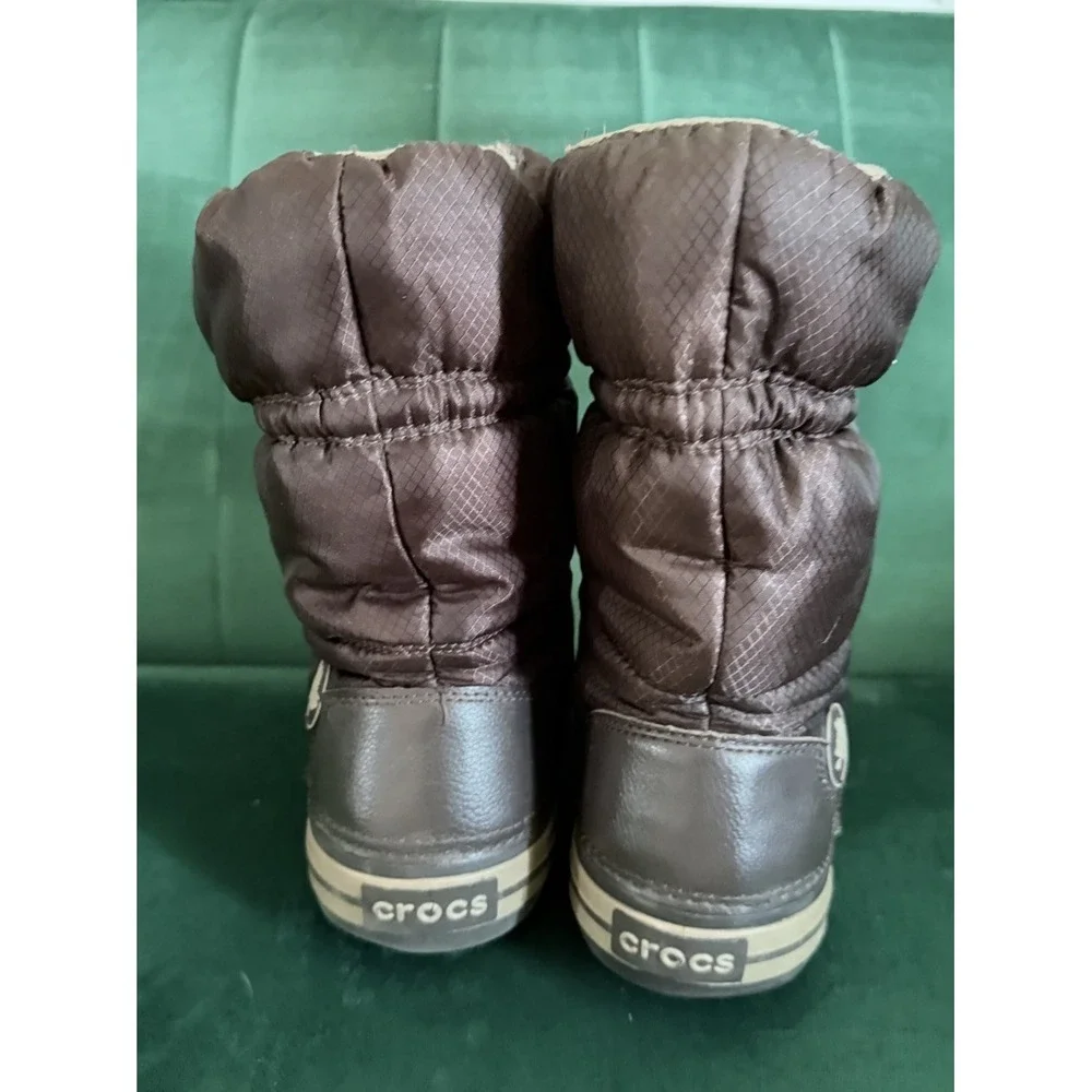 Crocs Winter Puff Boot Womens Size 11 Brown Good Quilted Insulated Snow Boots‎